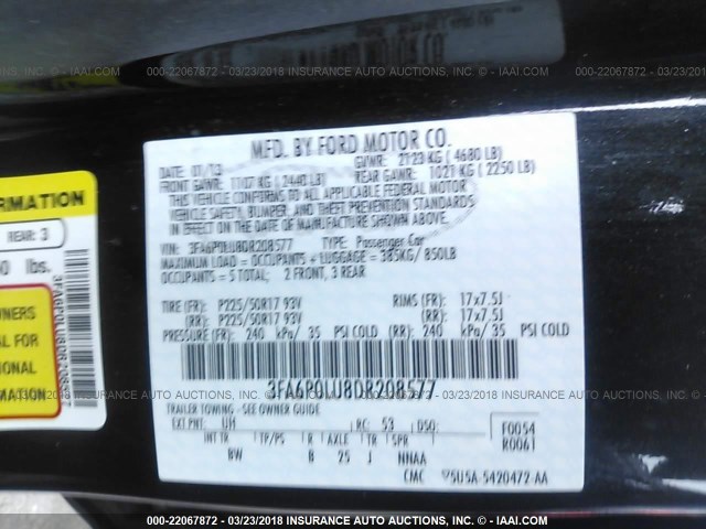 3FA6P0LU8DR208577 - 2013 FORD FUSION SE HYBRID BLACK photo 9