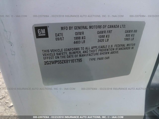 2G2WP552X81161795 - 2008 PONTIAC GRAND PRIX WHITE photo 7