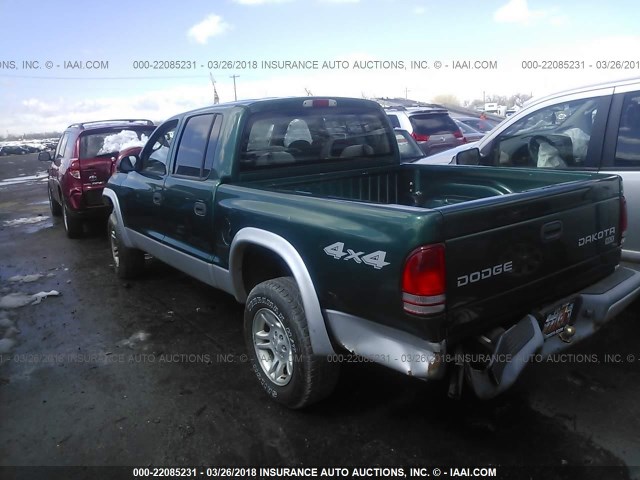 1D7HG48N53S275898 - 2003 DODGE DAKOTA QUAD SLT GREEN photo 3