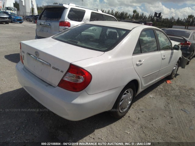 4T1BE32K12U017231 - 2002 TOYOTA CAMRY LE/XLE/SE WHITE photo 4