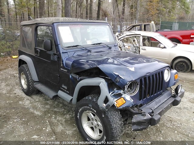 1J4FA49S44P774617 - 2004 JEEP WRANGLER / TJ SPORT Navy photo 1