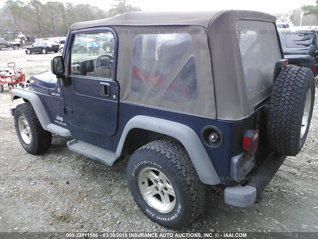 1J4FA49S44P774617 - 2004 JEEP WRANGLER / TJ SPORT Navy photo 3