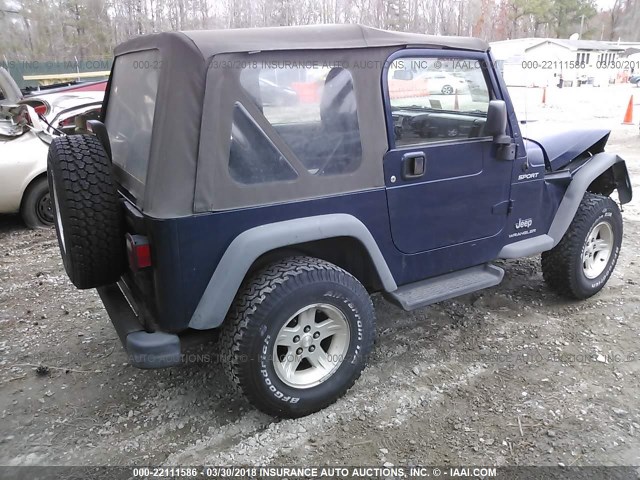 1J4FA49S44P774617 - 2004 JEEP WRANGLER / TJ SPORT Navy photo 4