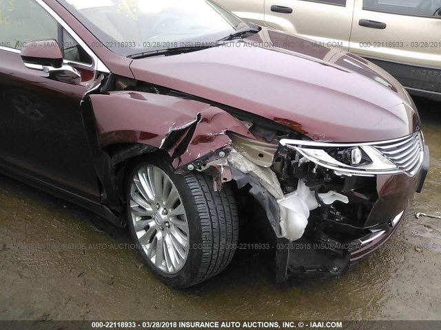 3LN6L2JK6FR607599 - 2015 LINCOLN MKZ MAROON photo 6