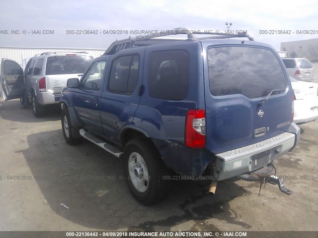 5N1ED28Y71C552056 - 2001 NISSAN XTERRA XE/SE BLUE photo 3