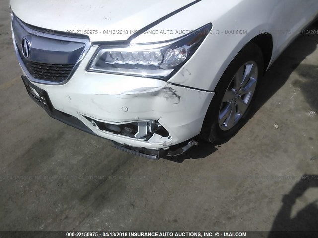 5FRYD4H93GB053562 - 2016 ACURA MDX ADVANCE WHITE photo 6