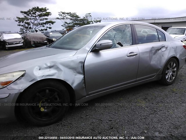 KMHGC46E99U022998 - 2009 HYUNDAI GENESIS 3.8L SILVER photo 6