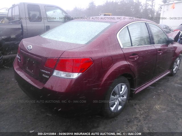 4S3BMBA60D3014092 - 2013 SUBARU LEGACY 2.5I RED photo 4