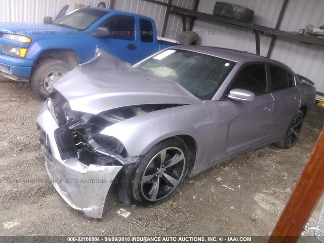 2C3CDXHG4EH359306 - 2014 DODGE CHARGER SXT GRAY photo 2