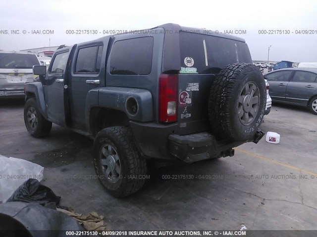 5GTDN13E478231021 - 2007 HUMMER H3 BLUE photo 3