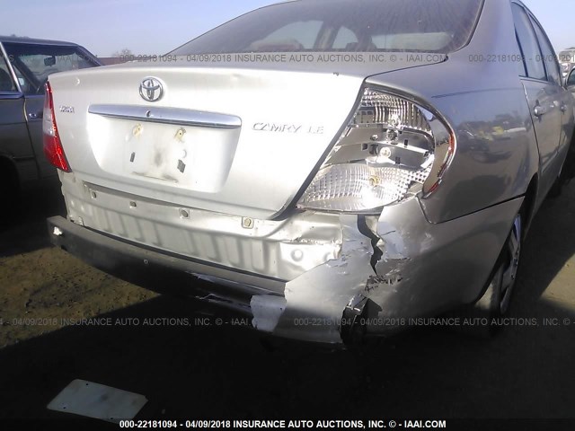 4T1BE32KX3U201830 - 2003 TOYOTA CAMRY LE/XLE/SE SILVER photo 6