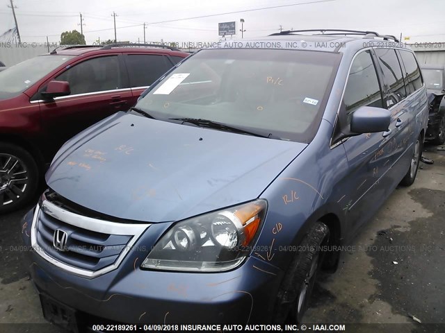 5FNRL3H92AB056169 - 2010 HONDA ODYSSEY TOURING BLUE photo 2