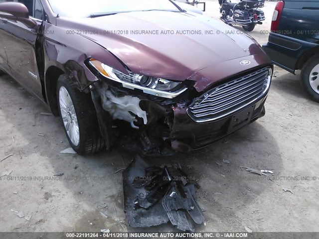 3FA6P0LU0FR248820 - 2015 FORD FUSION SE HYBRID MAROON photo 6