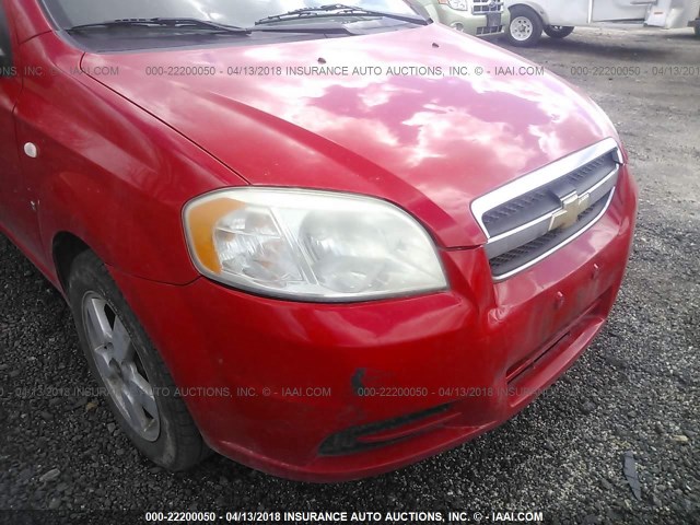KL1TD56658B015885 - 2008 CHEVROLET AVEO LS RED photo 6