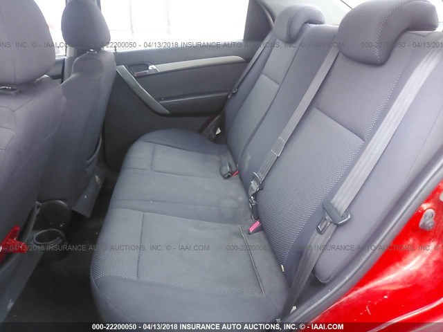KL1TD56658B015885 - 2008 CHEVROLET AVEO LS RED photo 8