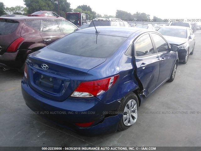 KMHCT4AE3HU326929 - 2017 HYUNDAI ACCENT SE BLUE photo 4