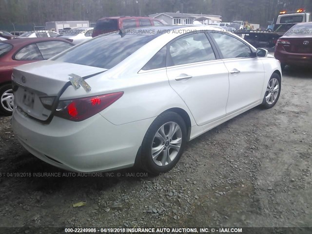 5NPEC4AC4DH598356 - 2013 HYUNDAI SONATA SE/LIMITED WHITE photo 4