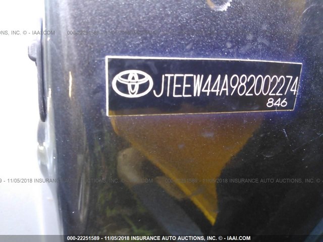 JTEEW44A982002274 - 2008 TOYOTA HIGHLANDER HYBRID LIMITED GRAY photo 9