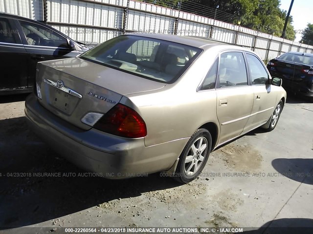 4T1BF28B11U165117 - 2001 TOYOTA AVALON XL/XLS TAN photo 4