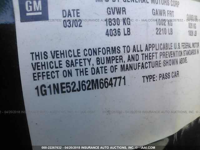 1G1NE52J62M664771 - 2002 CHEVROLET MALIBU LS Жасыл фото 9