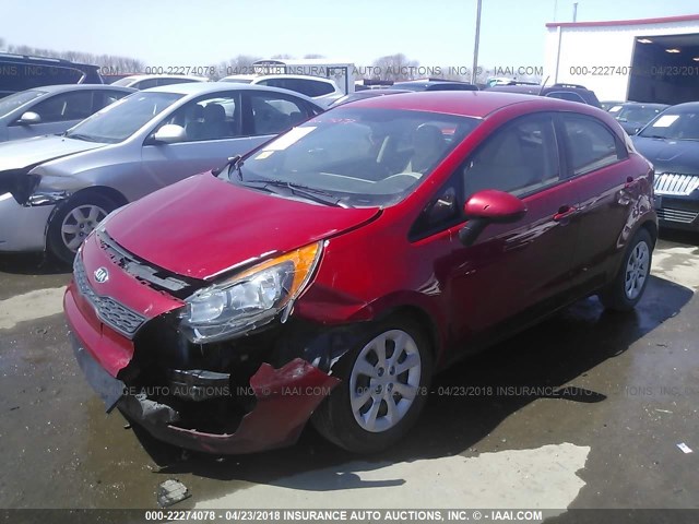 KNADM5A36D6211716 - 2013 KIA RIO LX RED photo 2