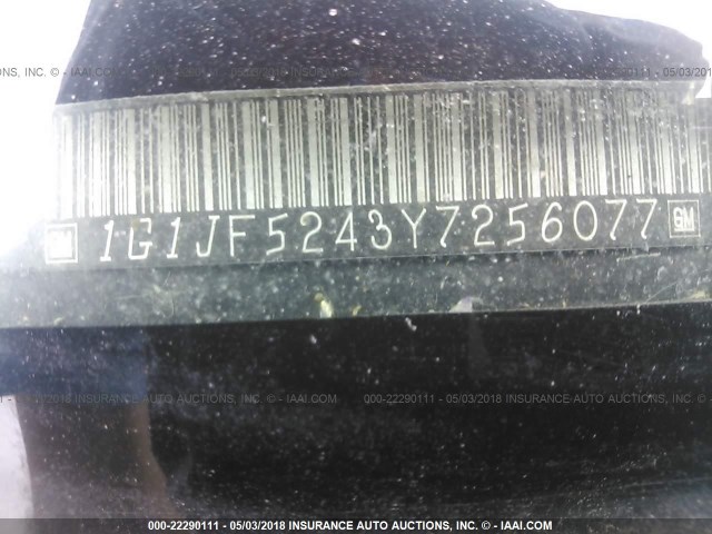 1G1JF5243Y7256077 - 2000 CHEVROLET CAVALIER LS SILVER photo 9