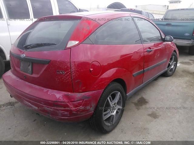 3FAFP31312R240490 - 2002 FORD FOCUS ZX3 RED photo 4