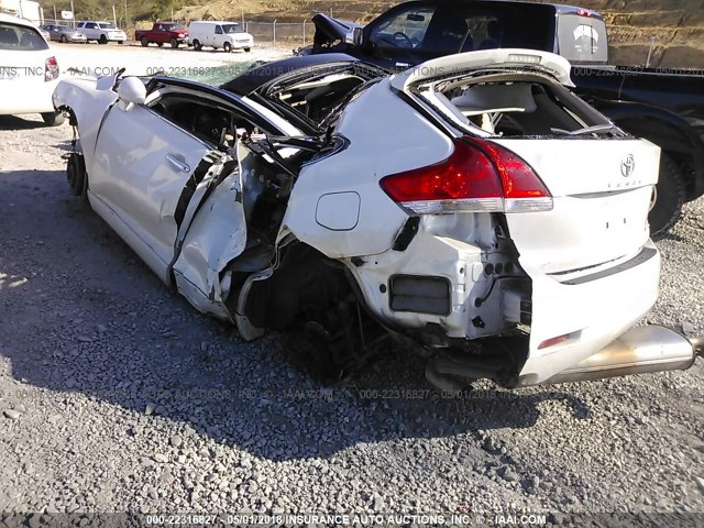 4T3BK3BB0CU071539 - 2012 TOYOTA VENZA LE/XLE/LIMITED WHITE photo 3