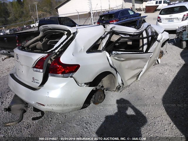 4T3BK3BB0CU071539 - 2012 TOYOTA VENZA LE/XLE/LIMITED WHITE photo 4