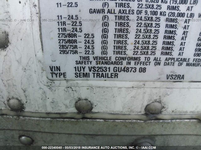 1UYVS2531GU487308 - 2016 UTILITY TRAILER MFG REEFER  Unknown photo 9