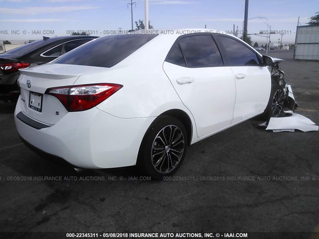 5YFBURHE2FP203780 - 2015 TOYOTA COROLLA L/LE/LE PLS/PRM/S/S PLS WHITE photo 4