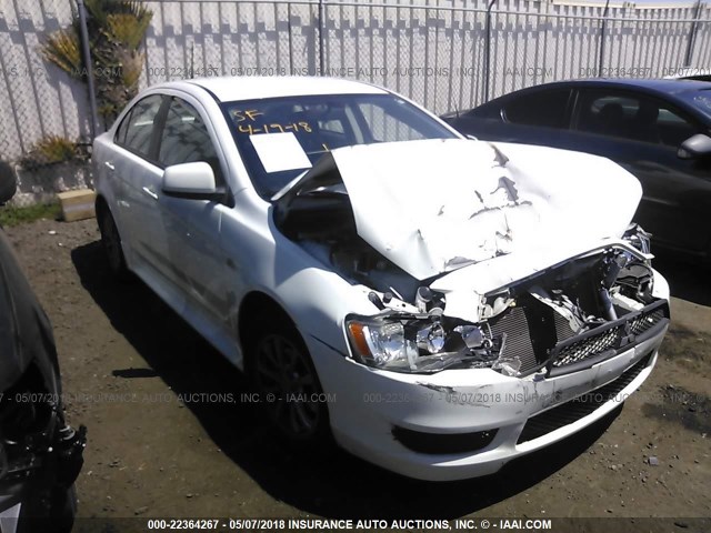 JA32U2FU5EU014512 - 2014 MITSUBISHI LANCER ES/ES SPORT WHITE photo 1