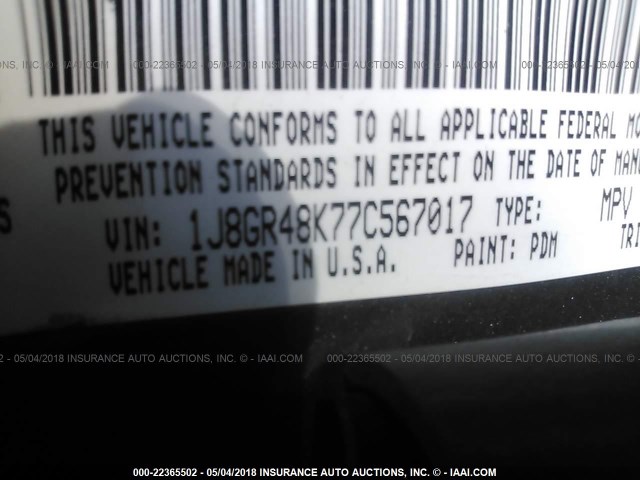 1J8GR48K77C567017 - 2007 JEEP GRAND CHEROKEE LAREDO/COLUMBIA/FREEDOM 灰色 照片 9