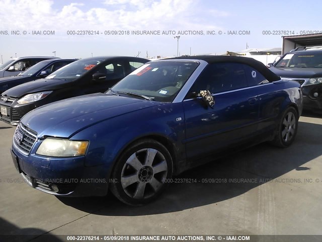 WAUAT48H63K012477 - 2003 AUDI A4 3.0 CABRIOLET BLUE photo 2