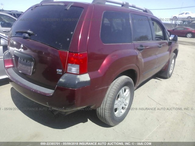 4A4MN21S44E134946 - 2004 MITSUBISHI ENDEAVOR LS BURGUNDY photo 4