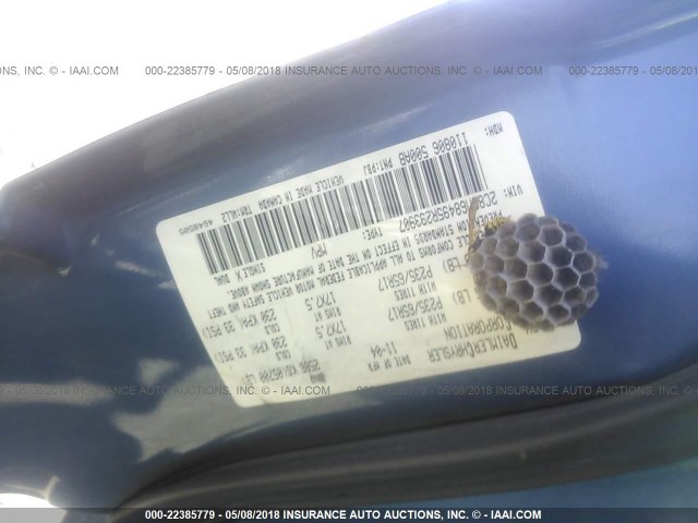 2C8GM68495R293907 - 2005 CHRYSLER PACIFICA TOURING BLUE photo 9