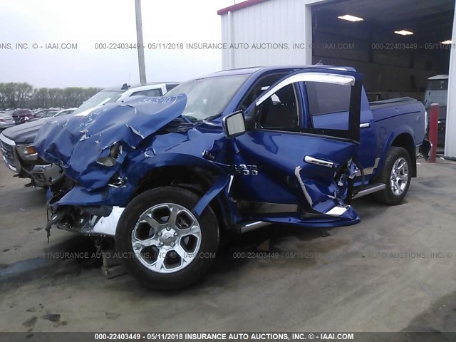 1C6RR7JTXES466956 - 2014 RAM 1500 LARAMIE BLUE photo 2