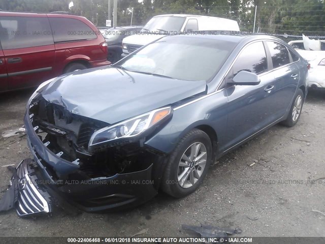 5NPE24AF1GH300248 - 2016 HYUNDAI SONATA SE Light Blue photo 2