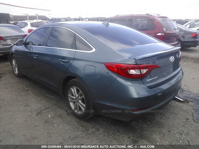 5NPE24AF1GH300248 - 2016 HYUNDAI SONATA SE Light Blue photo 3