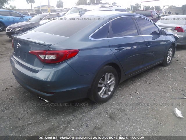 5NPE24AF1GH300248 - 2016 HYUNDAI SONATA SE Light Blue photo 4