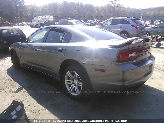 2B3CL5CT2BH555409 - 2011 DODGE CHARGER R/T GRAY photo 3