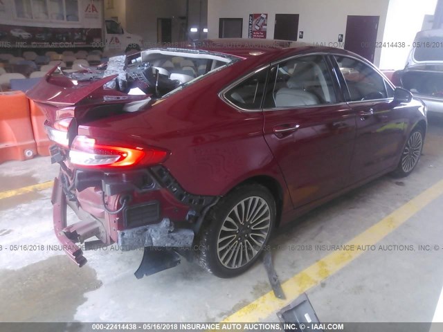 3FA6P0K92HR115038 - 2017 FORD FUSION TITANIUM RED photo 4