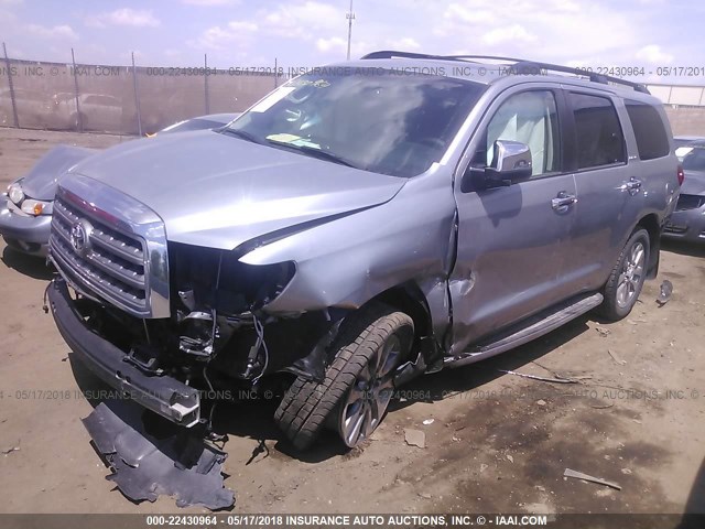 5TDDW5G11GS145406 - 2016 TOYOTA SEQUOIA PLATINUM SILVER photo 2