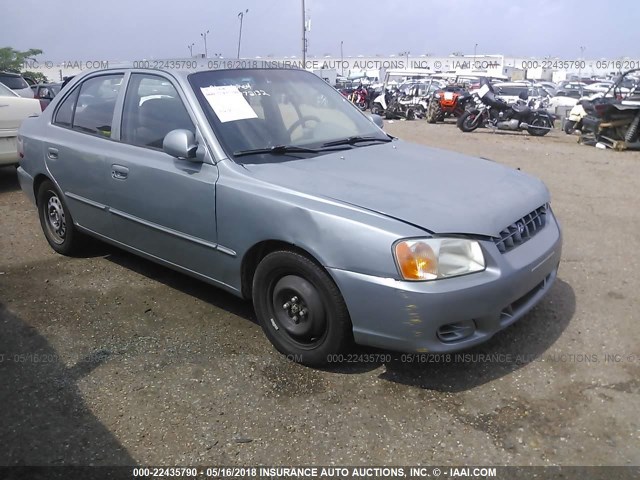 KMHCG45C82U310424 - 2002 HYUNDAI ACCENT GL BLUE photo 1