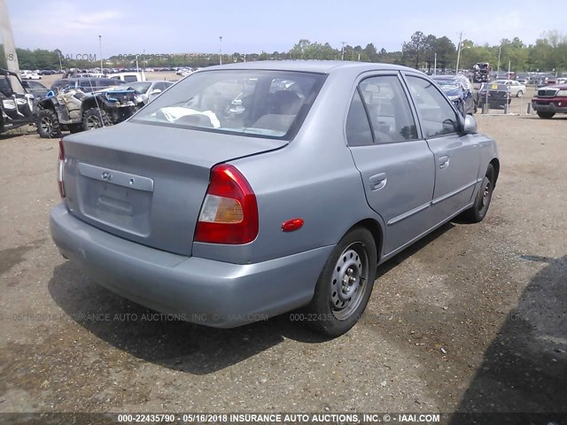 KMHCG45C82U310424 - 2002 HYUNDAI ACCENT GL BLUE photo 4