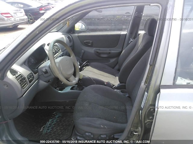 KMHCG45C82U310424 - 2002 HYUNDAI ACCENT GL BLUE photo 5