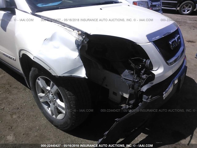 1GKEV23778J257386 - 2008 GMC ACADIA SLT-1 WHITE photo 6