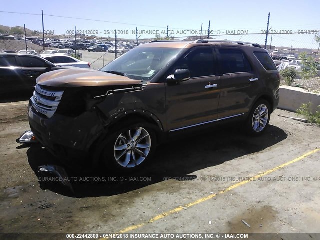 1FMHK7D88CGA60394 - 2012 FORD EXPLORER XLT BROWN photo 2