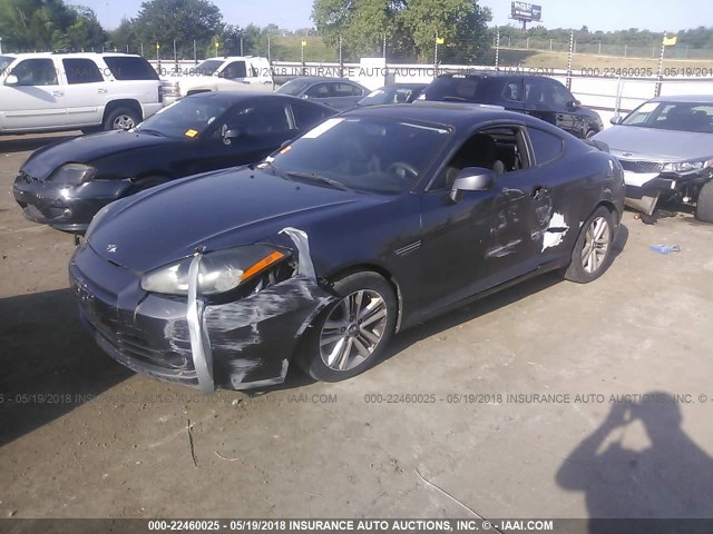 KMHHM66D68U276929 - 2008 HYUNDAI TIBURON GS BLACK photo 2