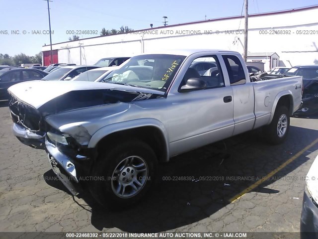 1D7HG42N74S516399 - 2004 DODGE DAKOTA SLT SILVER photo 2